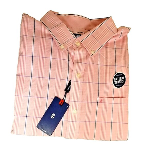 IZOD Men's Shirt X-LARGE  Long Sleeve Button Down Stretch NWT Pink Plaid XL   T4 - Picture 1 of 10